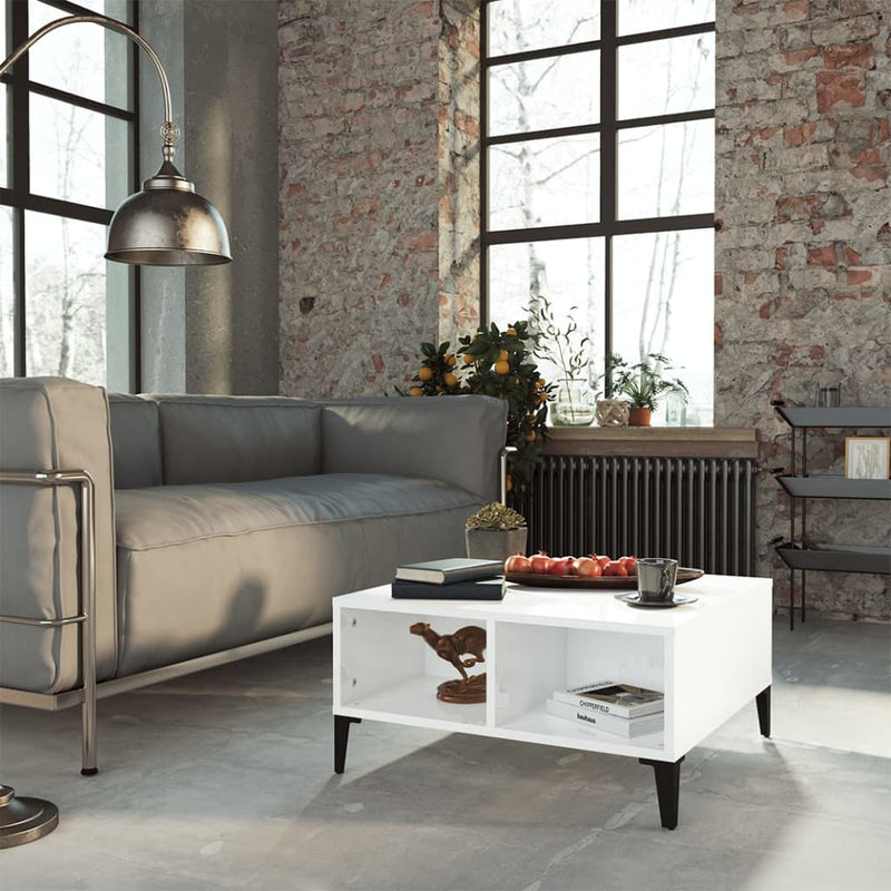 Coffee Table High Gloss White 60x60x30 cm Engineered Wood Payday Deals