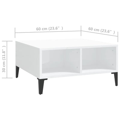 Coffee Table High Gloss White 60x60x30 cm Engineered Wood Payday Deals
