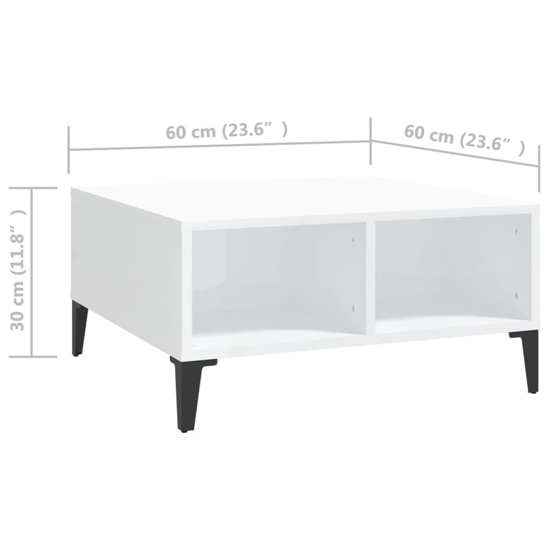 Coffee Table High Gloss White 60x60x30 cm Engineered Wood Payday Deals