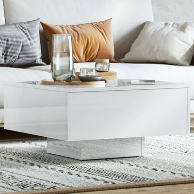 Coffee Table High Gloss White 60x60x31.5 cm Chipboard