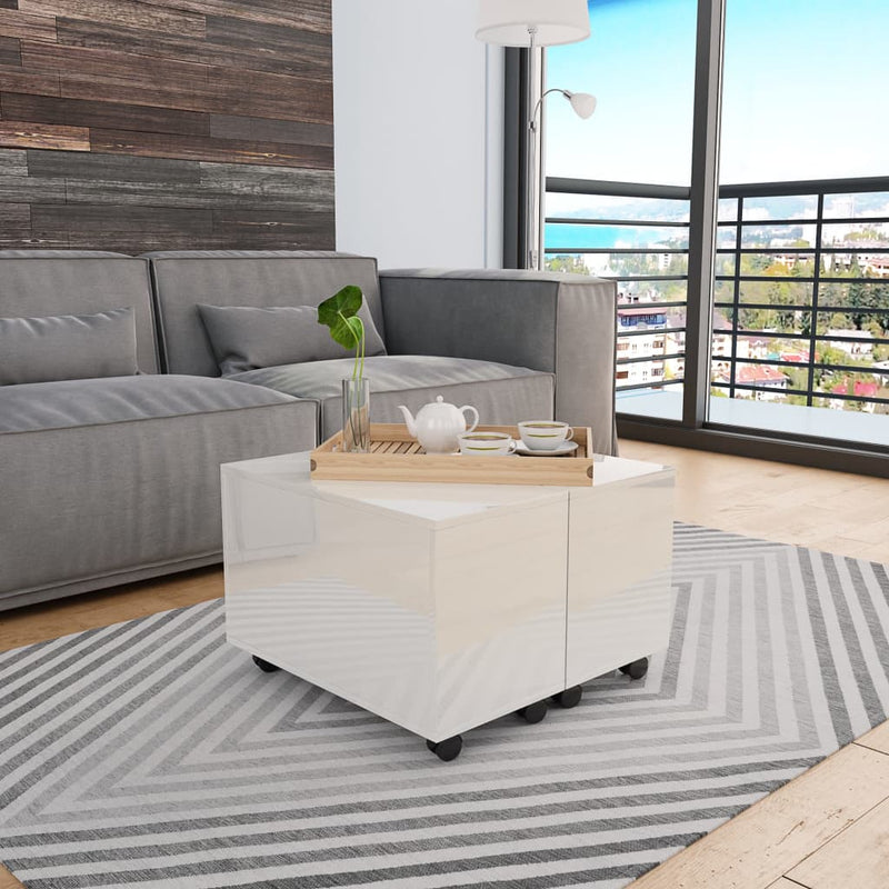 Coffee Table High Gloss White 60x60x35 cm Engineered Wood Payday Deals