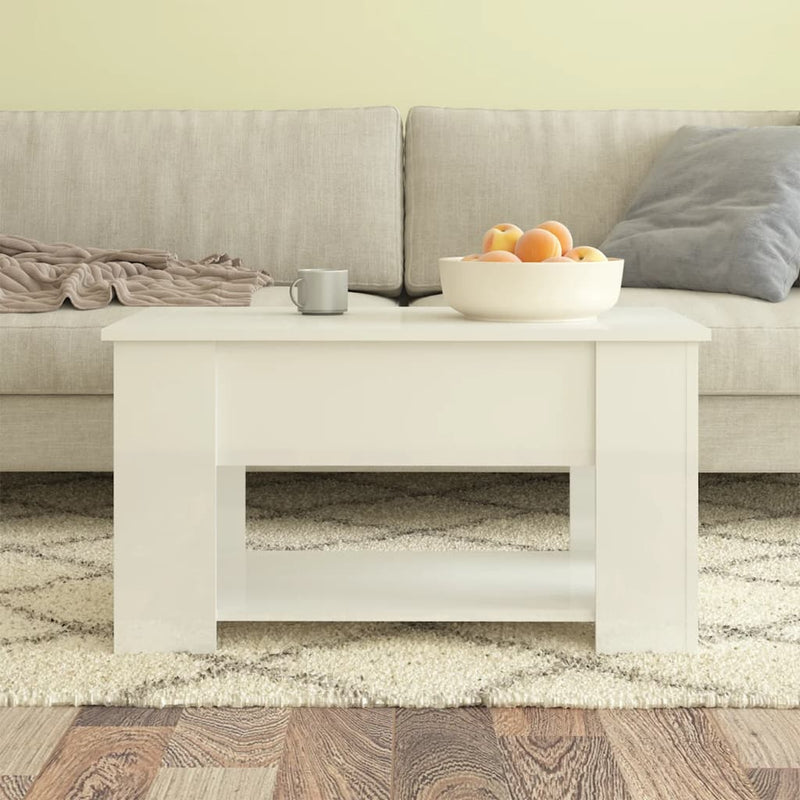 Coffee Table High Gloss White 79x49x41 cm Engineered Wood Payday Deals