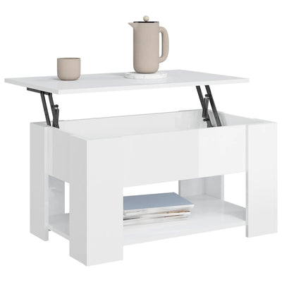 Coffee Table High Gloss White 79x49x41 cm Engineered Wood Payday Deals