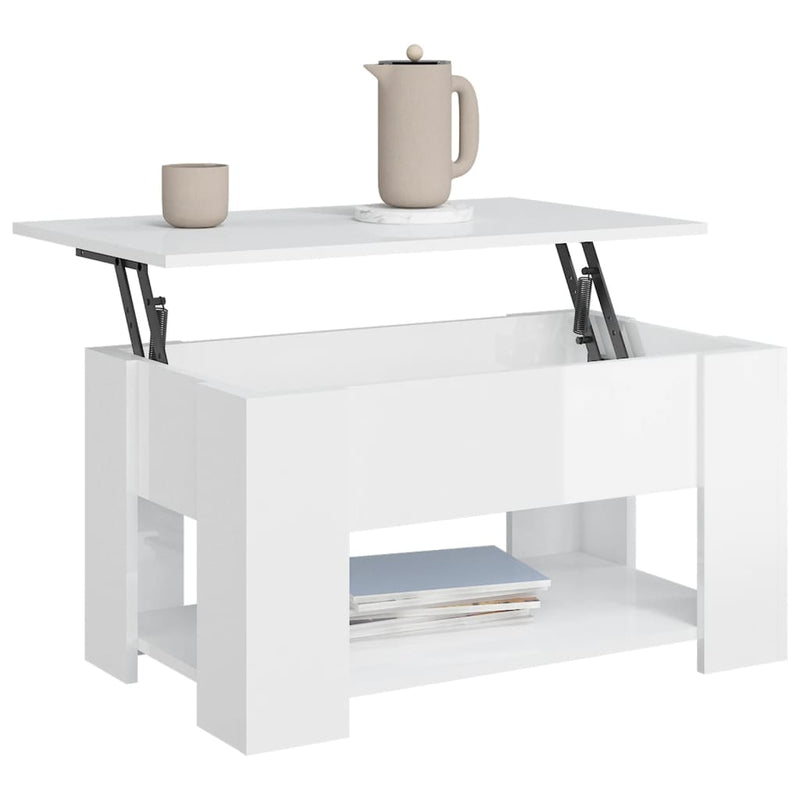 Coffee Table High Gloss White 79x49x41 cm Engineered Wood Payday Deals