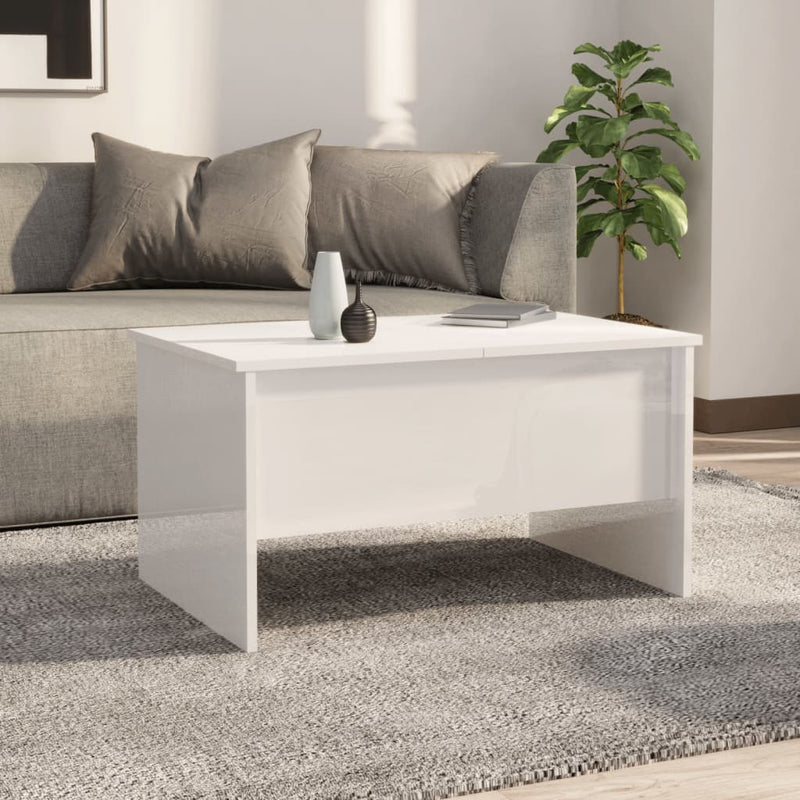 Coffee Table High Gloss White 80x50x42.5 cm Engineered Wood Payday Deals
