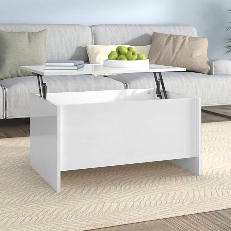 Coffee Table High Gloss White 80x55.5x41.5 cm Engineered Wood Payday Deals