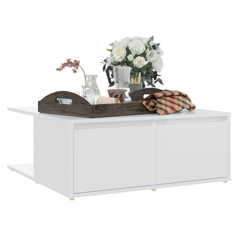 Coffee Table High Gloss White 80x80x31 cm Engineered Wood Payday Deals