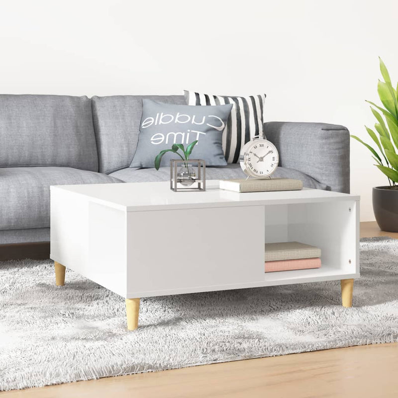 Coffee Table High Gloss White 80x80x36.5 cm Engineered Wood Payday Deals
