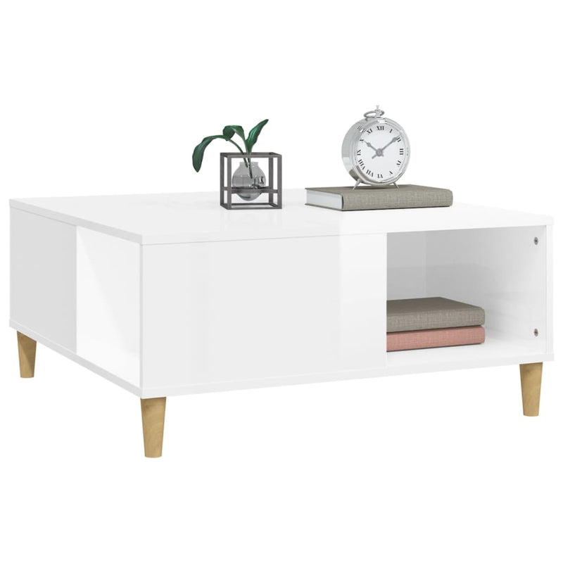 Coffee Table High Gloss White 80x80x36.5 cm Engineered Wood Payday Deals