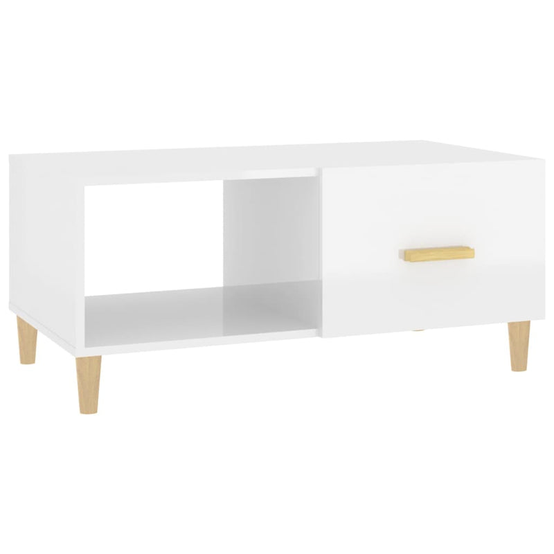 Coffee Table High Gloss White 89.5x50x40 cm Engineered Wood Payday Deals