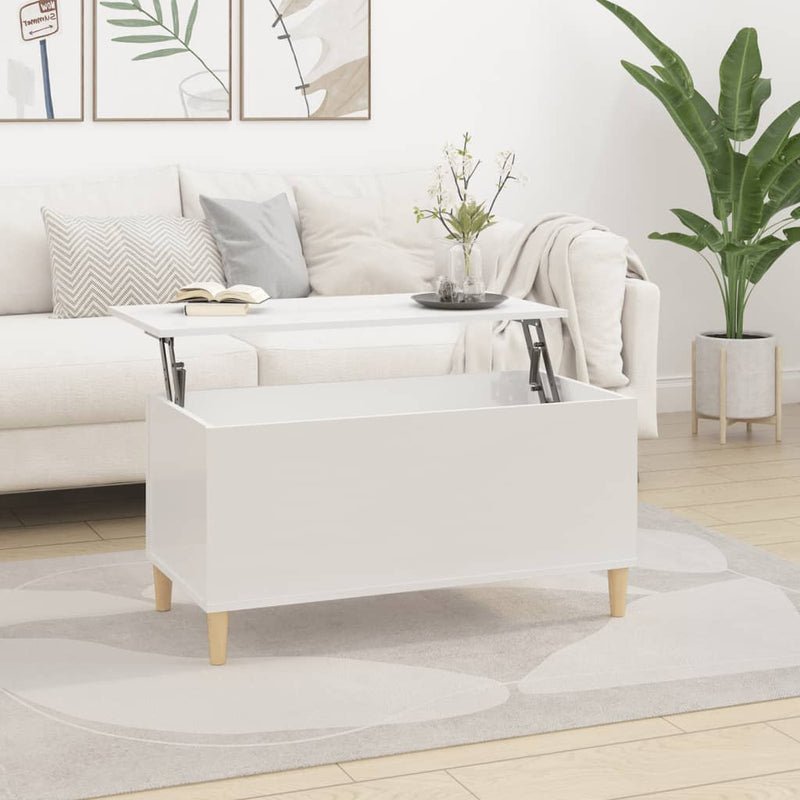 Coffee Table High Gloss White 90x44.5x45 cm Engineered Wood Payday Deals