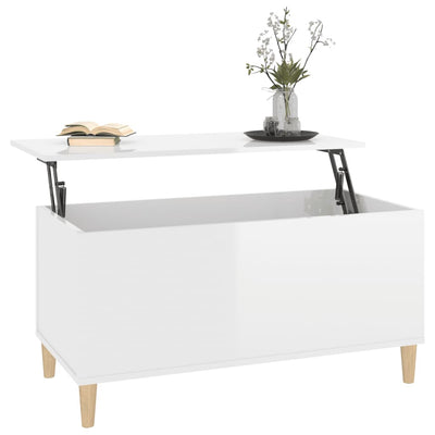 Coffee Table High Gloss White 90x44.5x45 cm Engineered Wood Payday Deals