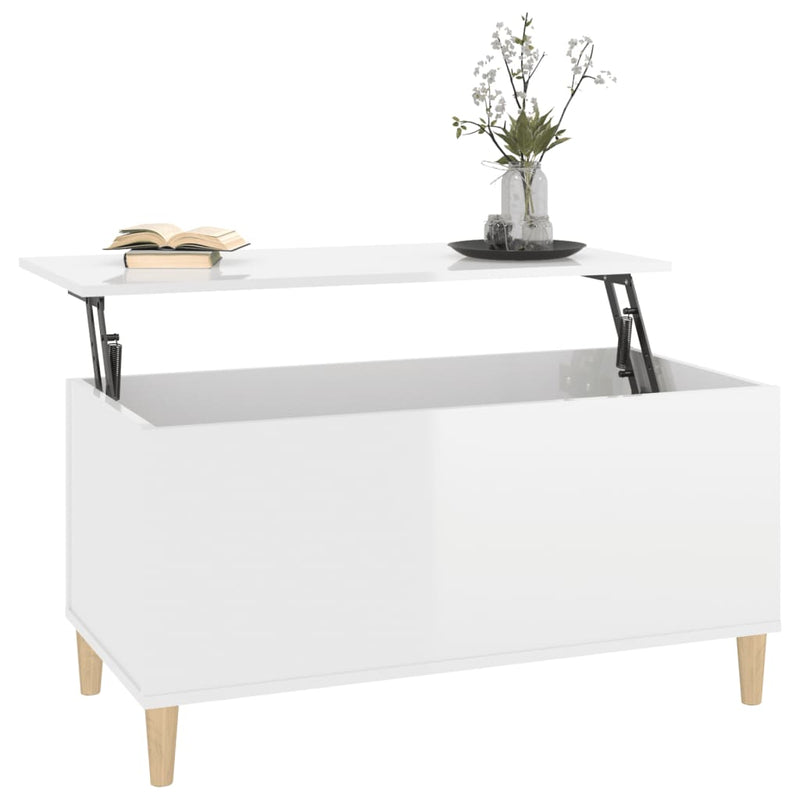 Coffee Table High Gloss White 90x44.5x45 cm Engineered Wood Payday Deals