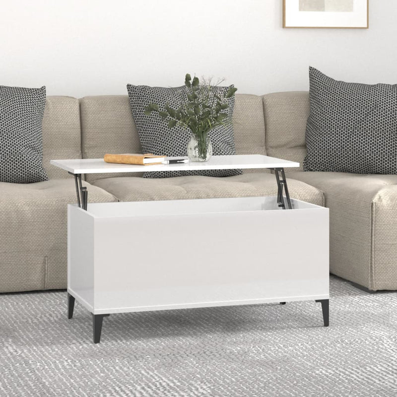 Coffee Table High Gloss White 90x44.5x45 cm Engineered Wood Payday Deals