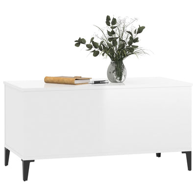 Coffee Table High Gloss White 90x44.5x45 cm Engineered Wood Payday Deals