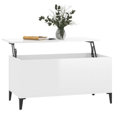 Coffee Table High Gloss White 90x44.5x45 cm Engineered Wood Payday Deals