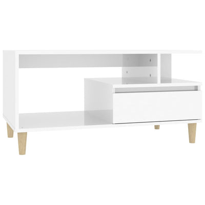 Coffee Table High Gloss White 90x49x45 cm Engineered Wood Payday Deals