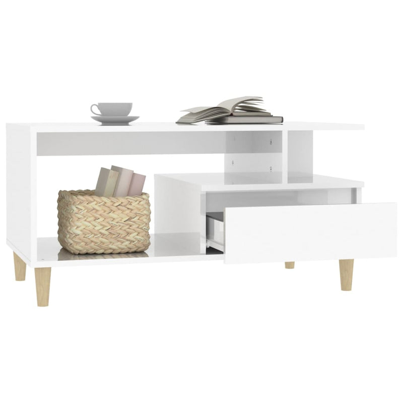 Coffee Table High Gloss White 90x49x45 cm Engineered Wood Payday Deals