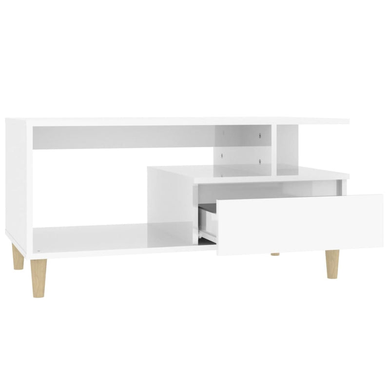 Coffee Table High Gloss White 90x49x45 cm Engineered Wood Payday Deals