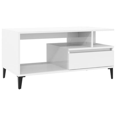 Coffee Table  High Gloss White 90x49x45 cm Engineered Wood Payday Deals