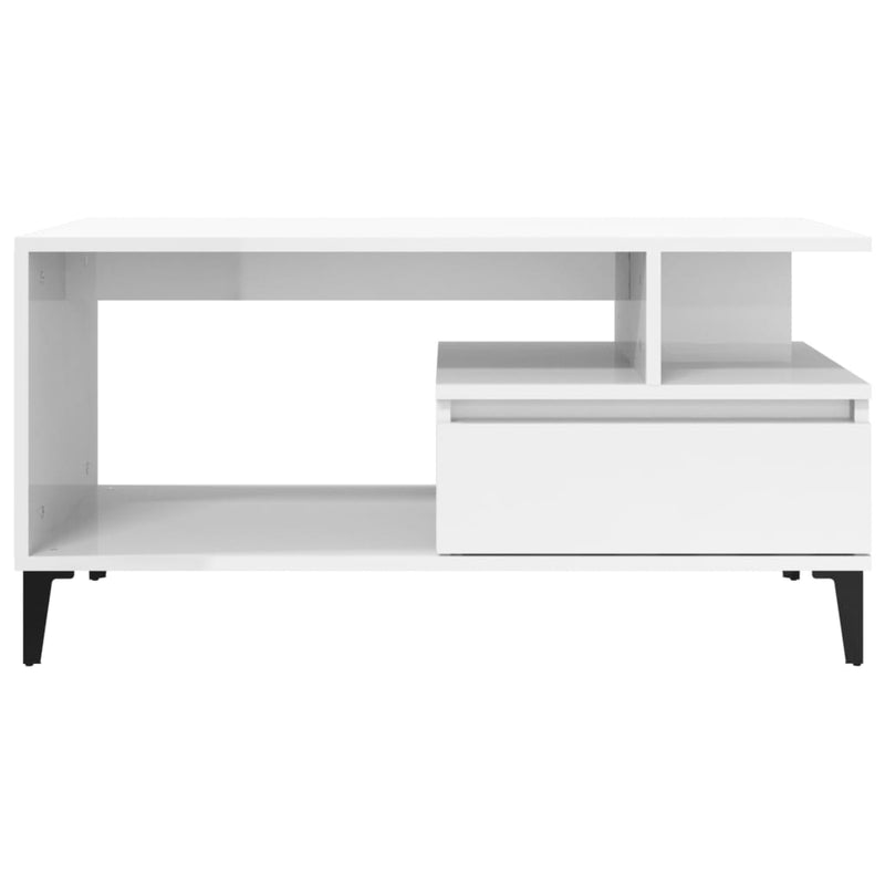 Coffee Table  High Gloss White 90x49x45 cm Engineered Wood Payday Deals