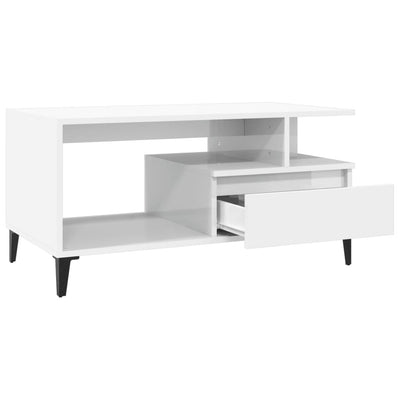 Coffee Table  High Gloss White 90x49x45 cm Engineered Wood Payday Deals