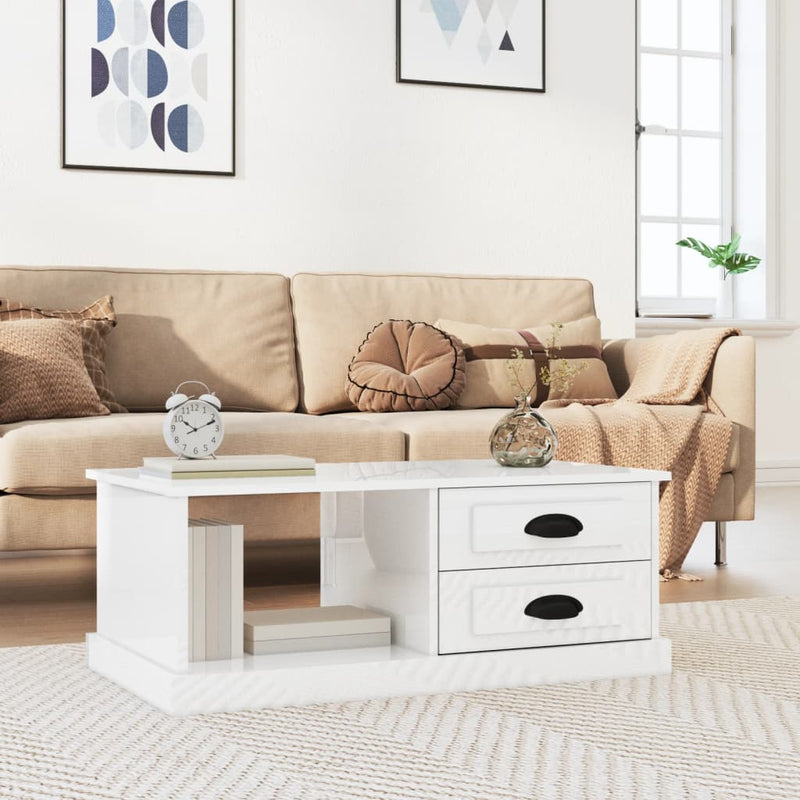 Coffee Table High Gloss White 90x50x35 cm Engineered Wood Payday Deals