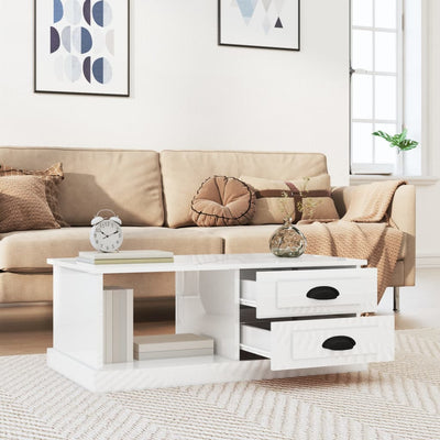 Coffee Table High Gloss White 90x50x35 cm Engineered Wood Payday Deals