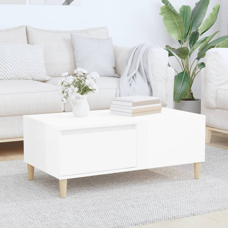 Coffee Table High Gloss White 90x50x36.5 cm Engineered Wood Payday Deals