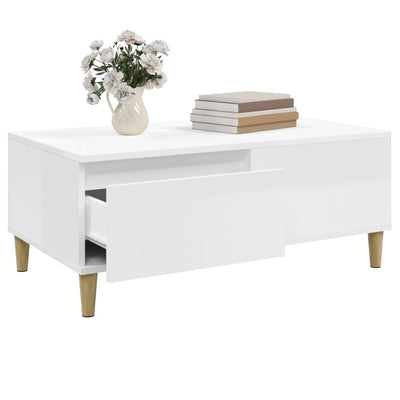 Coffee Table High Gloss White 90x50x36.5 cm Engineered Wood Payday Deals