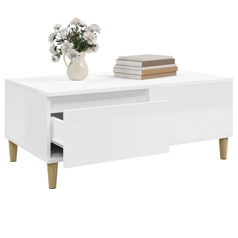 Coffee Table High Gloss White 90x50x36.5 cm Engineered Wood Payday Deals