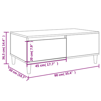 Coffee Table High Gloss White 90x50x36.5 cm Engineered Wood Payday Deals