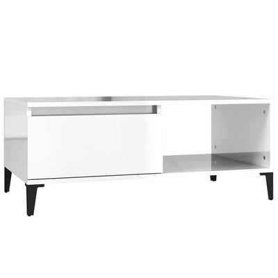 Coffee Table High Gloss White 90x50x36.5 cm Engineered Wood Payday Deals
