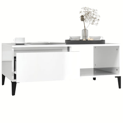 Coffee Table High Gloss White 90x50x36.5 cm Engineered Wood Payday Deals