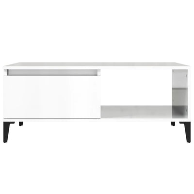 Coffee Table High Gloss White 90x50x36.5 cm Engineered Wood Payday Deals