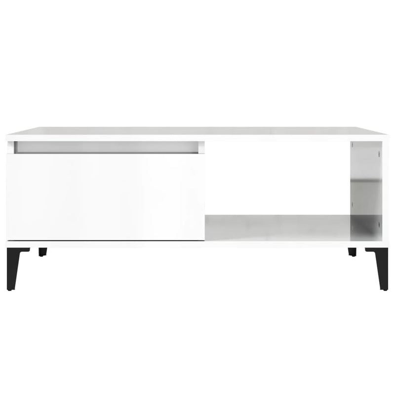 Coffee Table High Gloss White 90x50x36.5 cm Engineered Wood Payday Deals