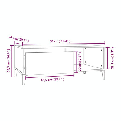 Coffee Table High Gloss White 90x50x36.5 cm Engineered Wood Payday Deals