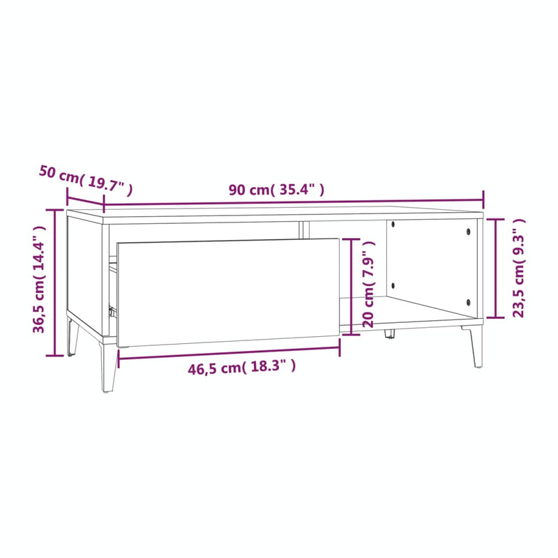 Coffee Table High Gloss White 90x50x36.5 cm Engineered Wood Payday Deals