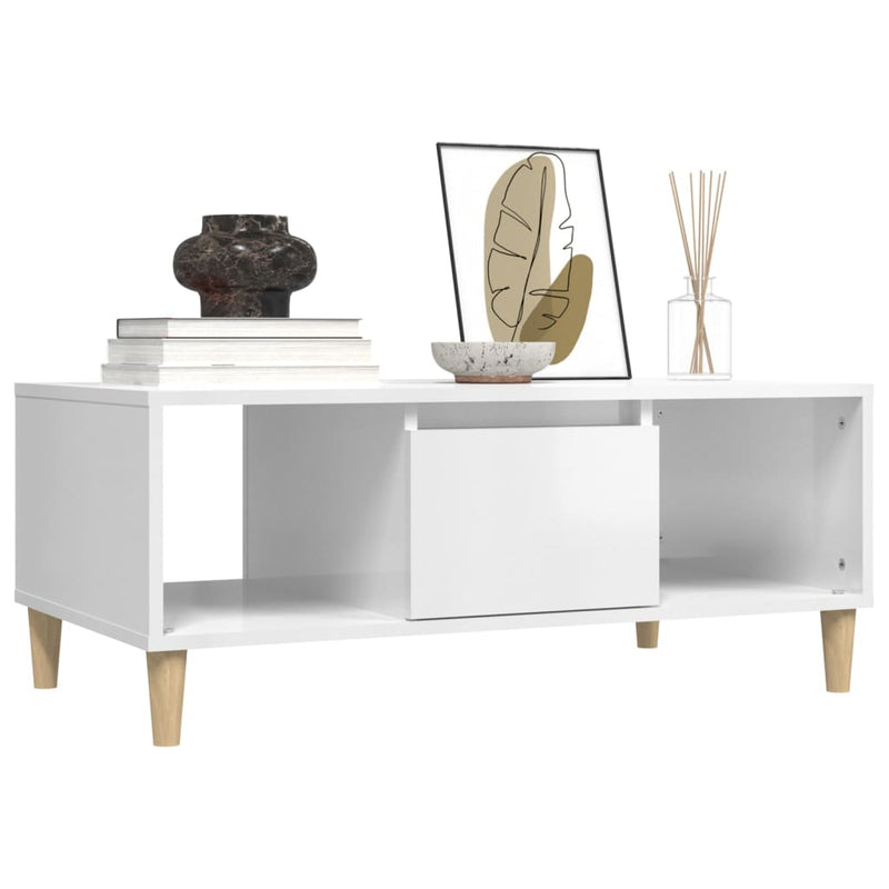 Coffee Table High Gloss White 90x50x36.5 cm Engineered Wood Payday Deals