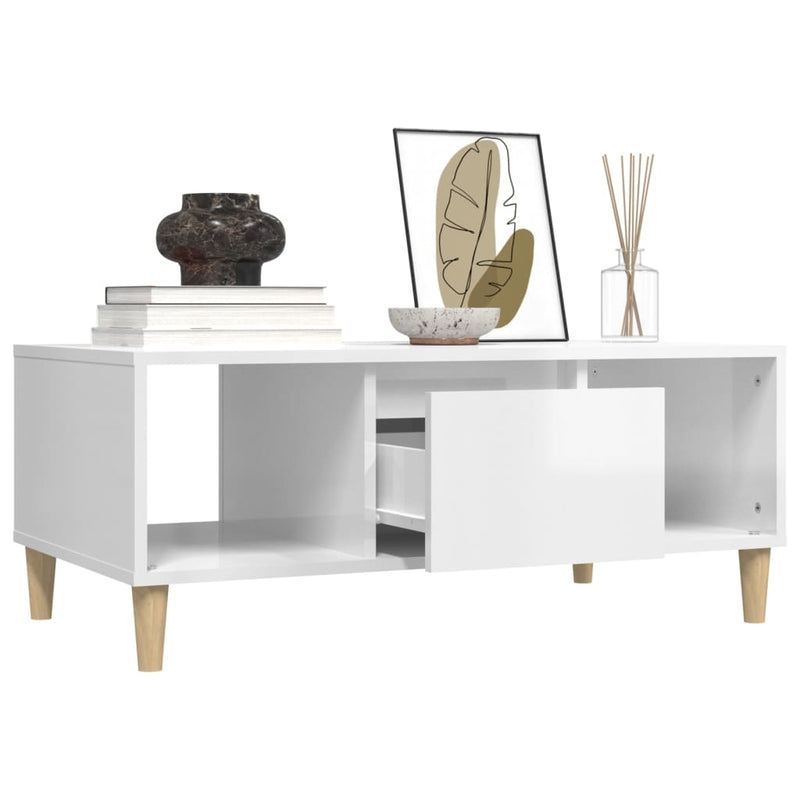 Coffee Table High Gloss White 90x50x36.5 cm Engineered Wood Payday Deals