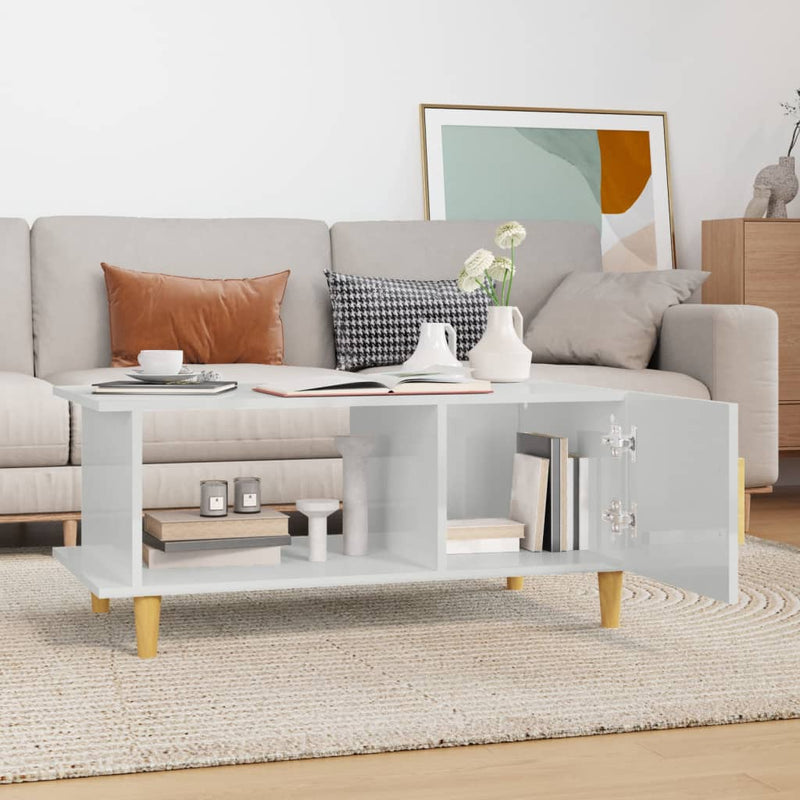 Coffee Table High Gloss White 90x50x40 cm Engineered Wood Payday Deals