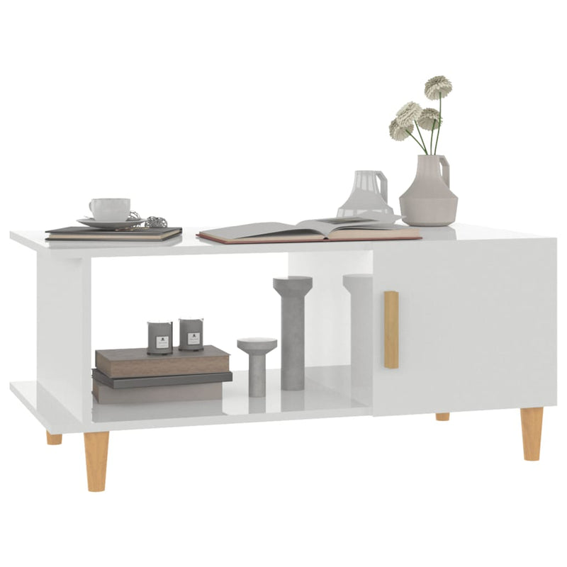 Coffee Table High Gloss White 90x50x40 cm Engineered Wood Payday Deals