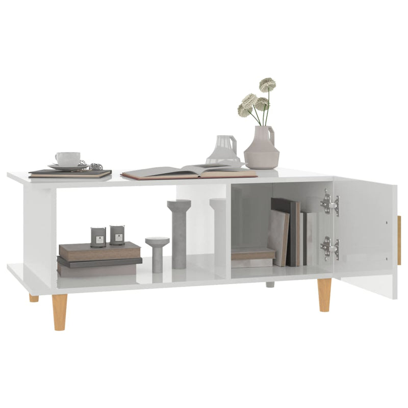 Coffee Table High Gloss White 90x50x40 cm Engineered Wood Payday Deals