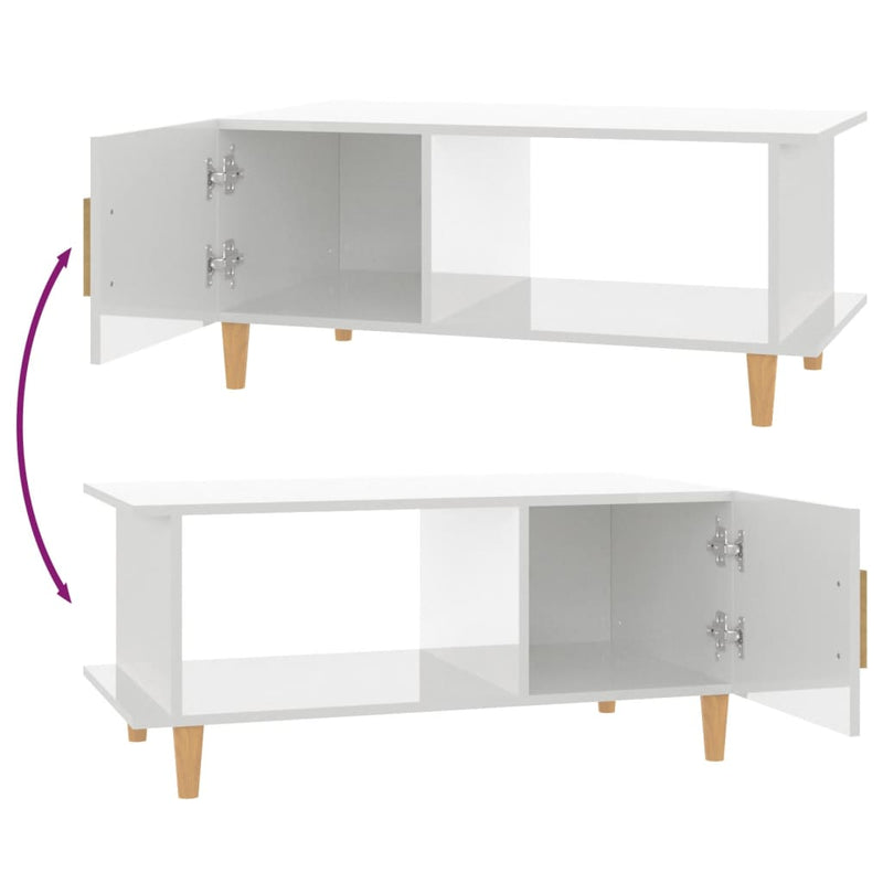 Coffee Table High Gloss White 90x50x40 cm Engineered Wood Payday Deals