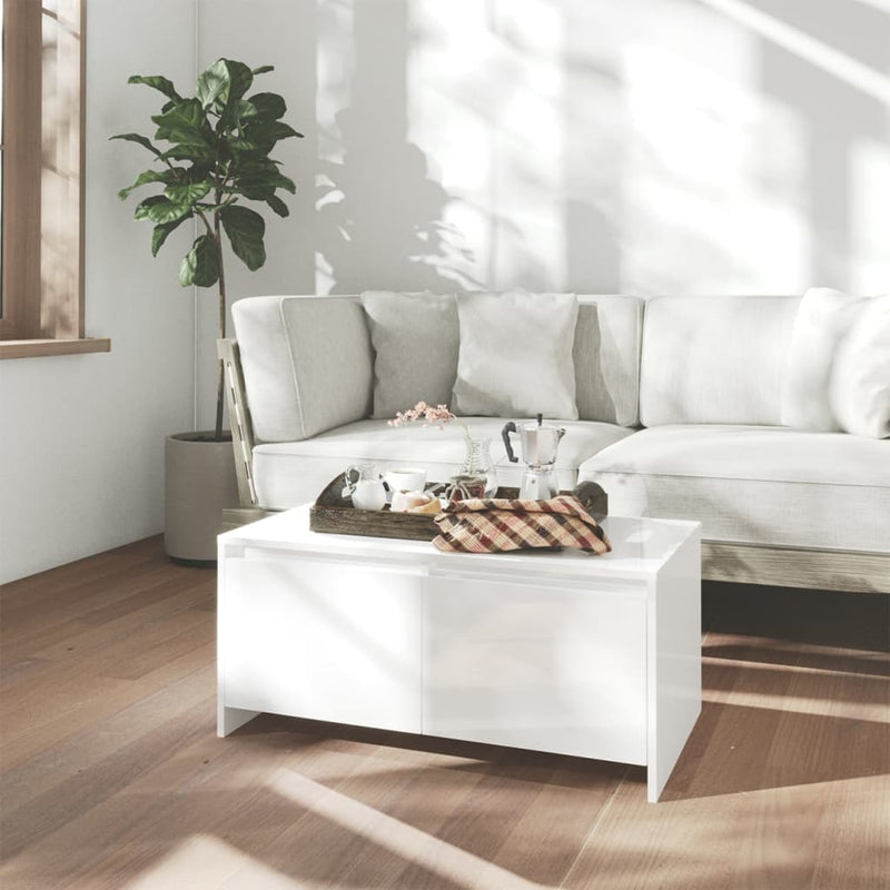 Coffee Table High Gloss White 90x50x41.5 cm Engineered Wood Payday Deals