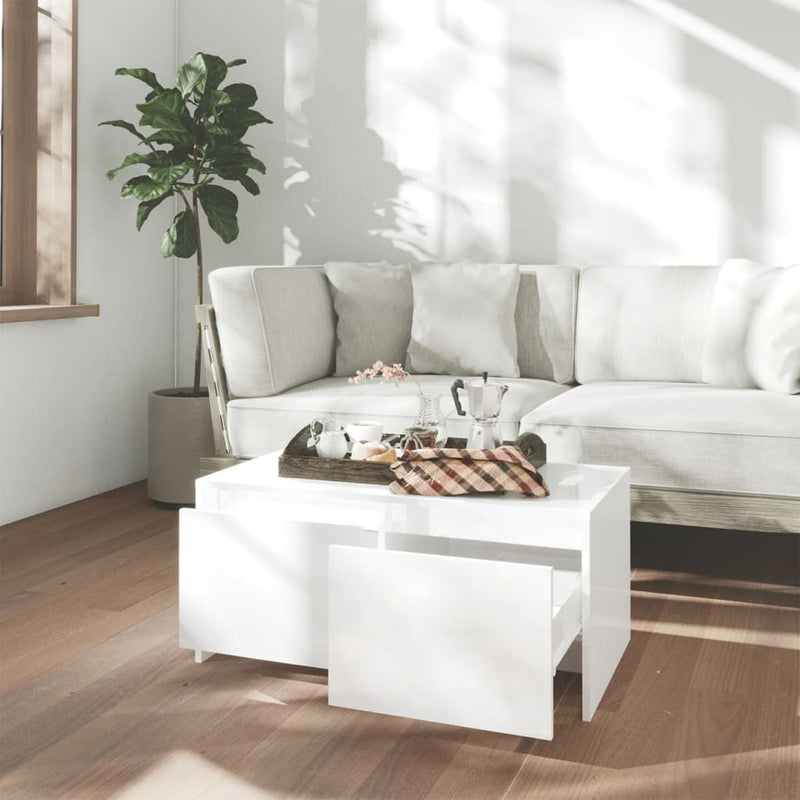 Coffee Table High Gloss White 90x50x41.5 cm Engineered Wood Payday Deals