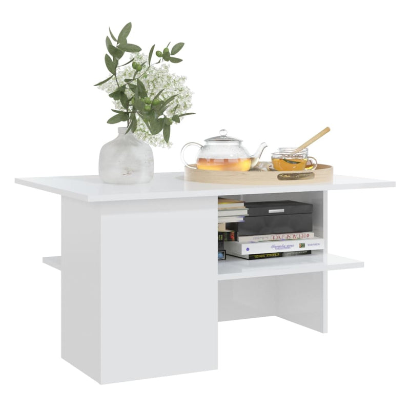 Coffee Table High Gloss White 90x60x46.5 cm Engineered Wood Payday Deals