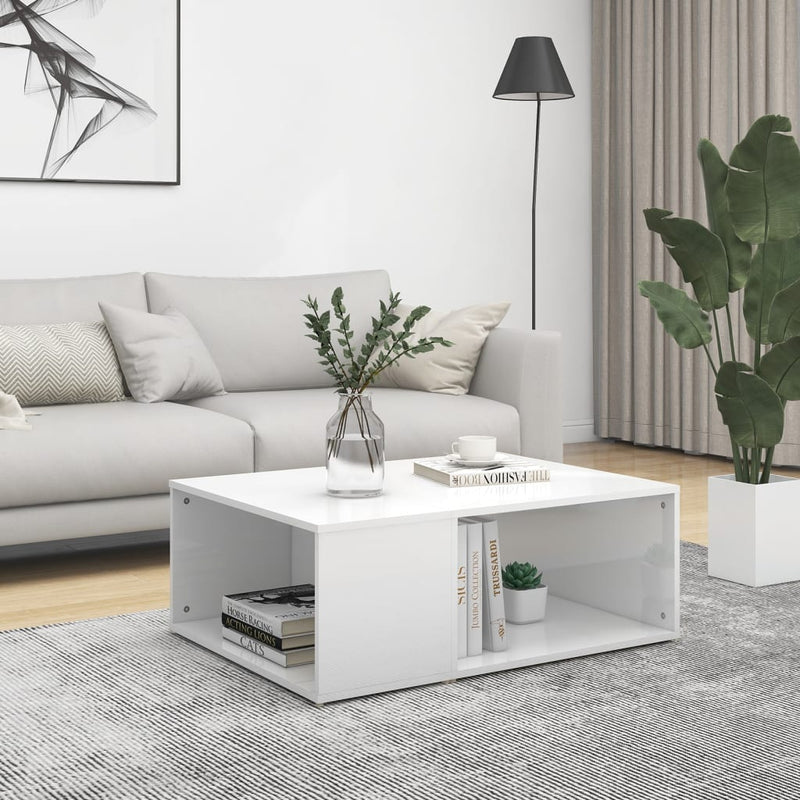 Coffee Table High Gloss White 90x67x33 cm Engineered Wood Payday Deals