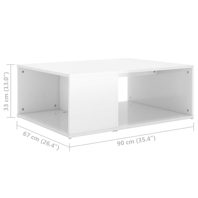 Coffee Table High Gloss White 90x67x33 cm Engineered Wood Payday Deals