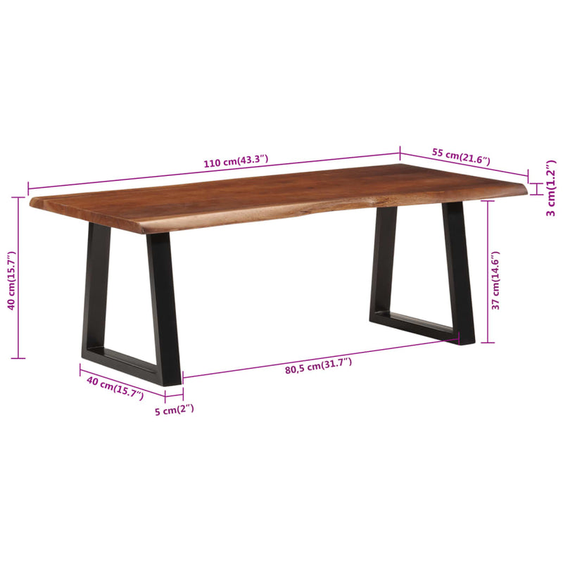 Coffee Table Honey Brown 110x55x40 cm Solid Wood Acacia Payday Deals